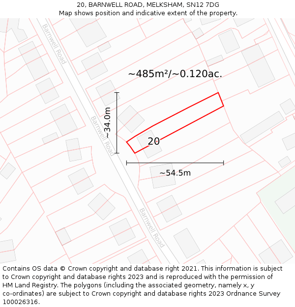 20, BARNWELL ROAD, MELKSHAM, SN12 7DG: Plot and title map