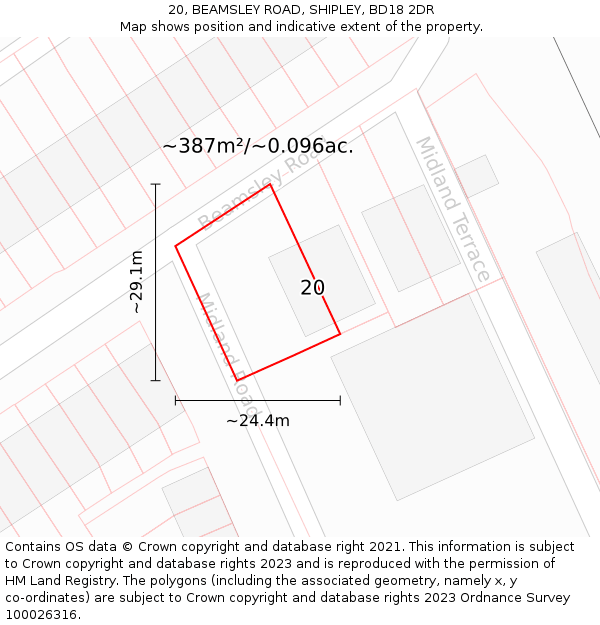 20, BEAMSLEY ROAD, SHIPLEY, BD18 2DR: Plot and title map