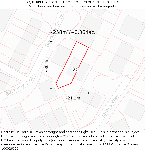 20, BERKELEY CLOSE, HUCCLECOTE, GLOUCESTER, GL3 3TG: Plot and title map