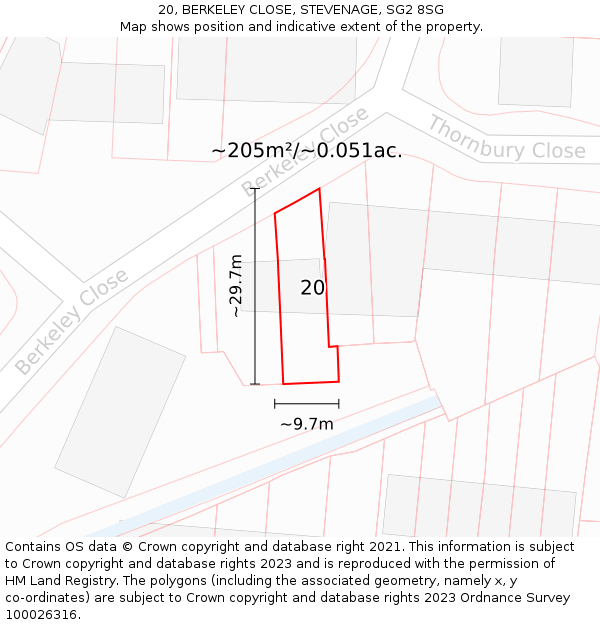 20, BERKELEY CLOSE, STEVENAGE, SG2 8SG: Plot and title map