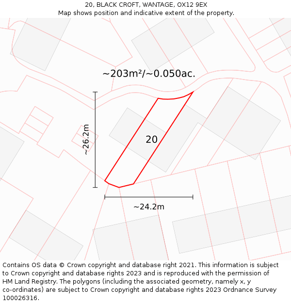 20, BLACK CROFT, WANTAGE, OX12 9EX: Plot and title map