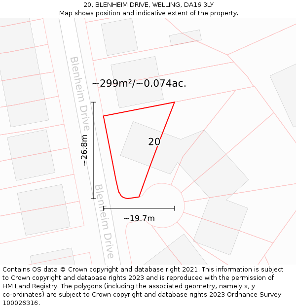 20, BLENHEIM DRIVE, WELLING, DA16 3LY: Plot and title map