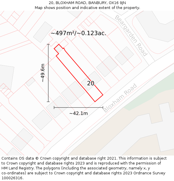 20, BLOXHAM ROAD, BANBURY, OX16 9JN: Plot and title map