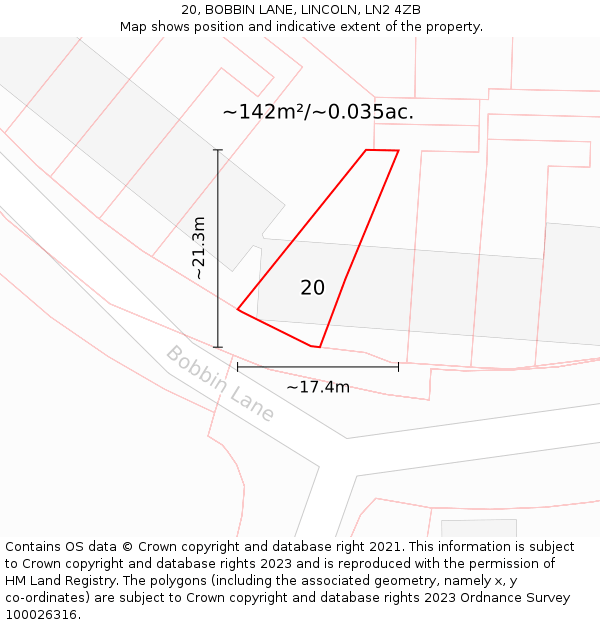 20, BOBBIN LANE, LINCOLN, LN2 4ZB: Plot and title map