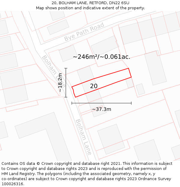 20, BOLHAM LANE, RETFORD, DN22 6SU: Plot and title map