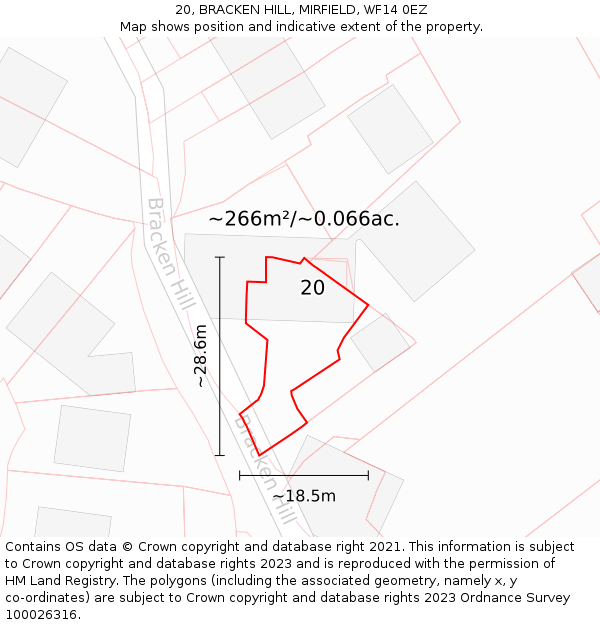 20, BRACKEN HILL, MIRFIELD, WF14 0EZ: Plot and title map