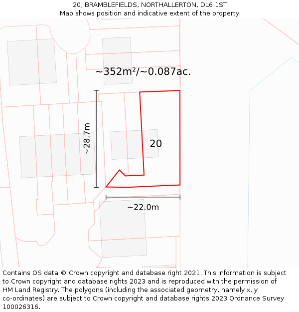 20, BRAMBLEFIELDS, NORTHALLERTON, DL6 1ST: Plot and title map