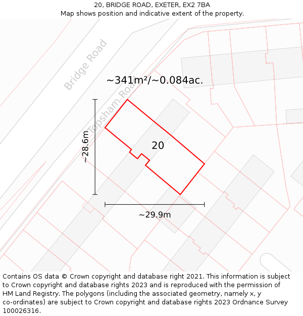 20, BRIDGE ROAD, EXETER, EX2 7BA: Plot and title map