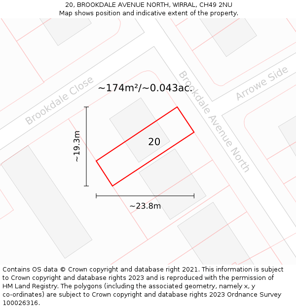 20, BROOKDALE AVENUE NORTH, WIRRAL, CH49 2NU: Plot and title map