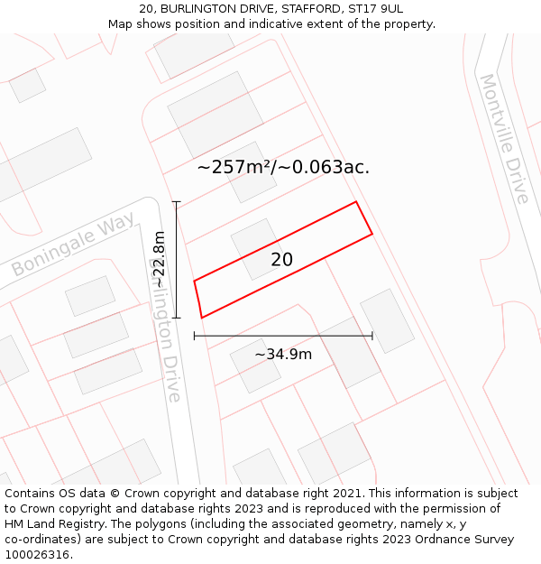 20, BURLINGTON DRIVE, STAFFORD, ST17 9UL: Plot and title map