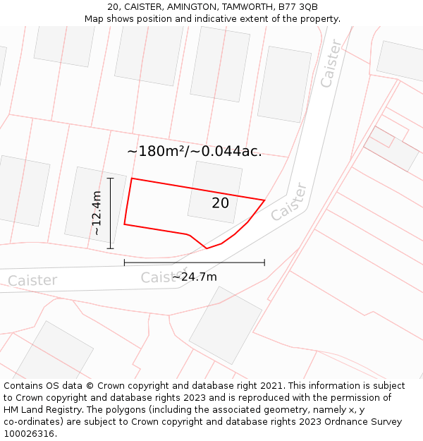 20, CAISTER, AMINGTON, TAMWORTH, B77 3QB: Plot and title map