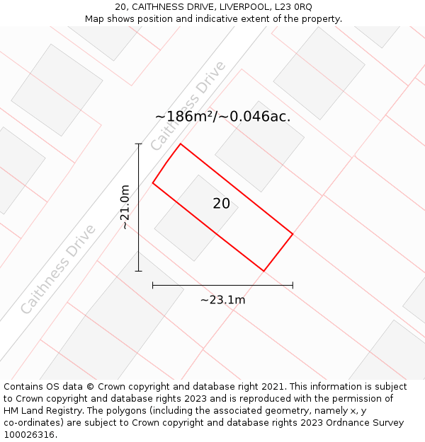20, CAITHNESS DRIVE, LIVERPOOL, L23 0RQ: Plot and title map