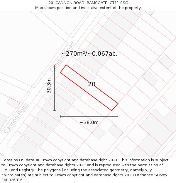 20, CANNON ROAD, RAMSGATE, CT11 9SG: Plot and title map