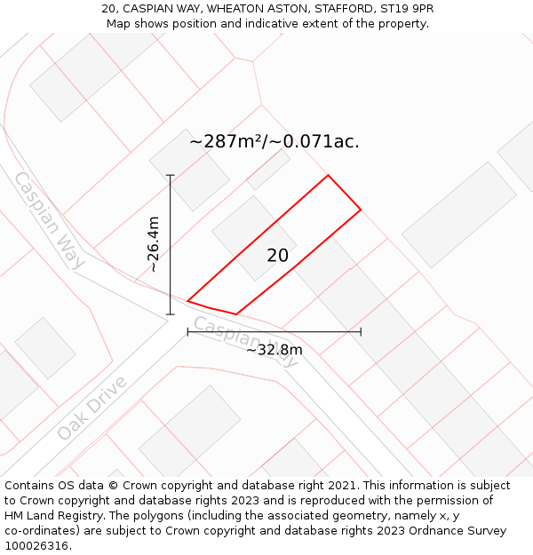 20, CASPIAN WAY, WHEATON ASTON, STAFFORD, ST19 9PR: Plot and title map