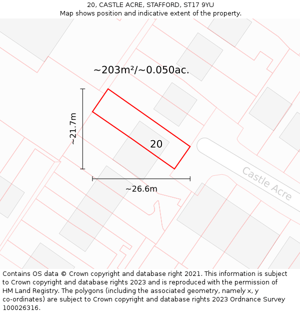 20, CASTLE ACRE, STAFFORD, ST17 9YU: Plot and title map