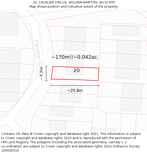 20, CAVALIER CIRCUS, WOLVERHAMPTON, WV10 8TR: Plot and title map