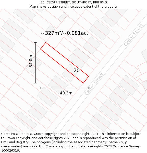 20, CEDAR STREET, SOUTHPORT, PR8 6NG: Plot and title map