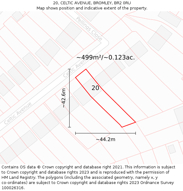 20, CELTIC AVENUE, BROMLEY, BR2 0RU: Plot and title map
