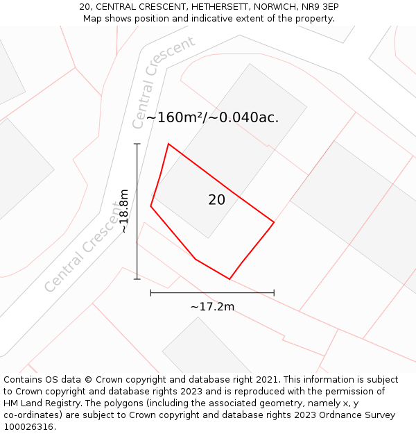 20, CENTRAL CRESCENT, HETHERSETT, NORWICH, NR9 3EP: Plot and title map
