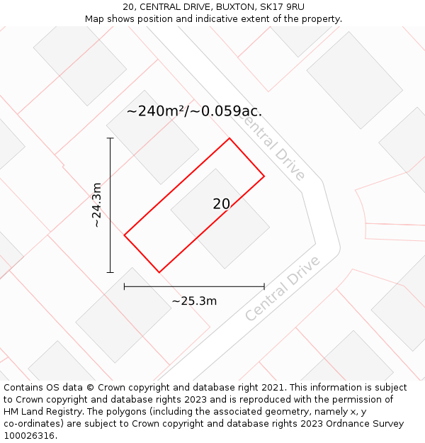 20, CENTRAL DRIVE, BUXTON, SK17 9RU: Plot and title map