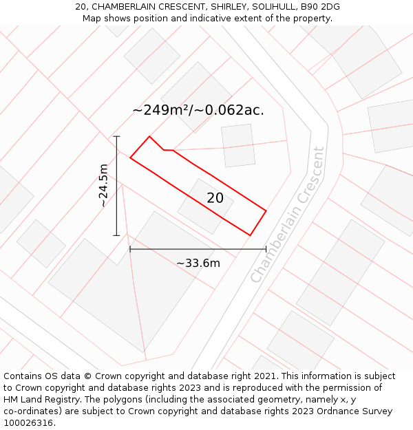 20, CHAMBERLAIN CRESCENT, SHIRLEY, SOLIHULL, B90 2DG: Plot and title map