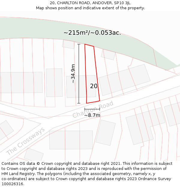 20, CHARLTON ROAD, ANDOVER, SP10 3JL: Plot and title map