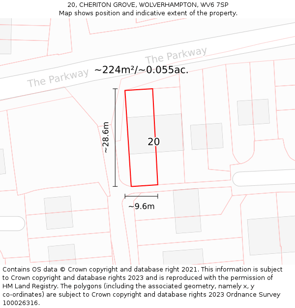 20, CHERITON GROVE, WOLVERHAMPTON, WV6 7SP: Plot and title map