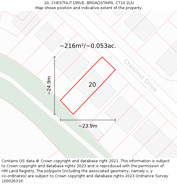 20, CHESTNUT DRIVE, BROADSTAIRS, CT10 2LN: Plot and title map