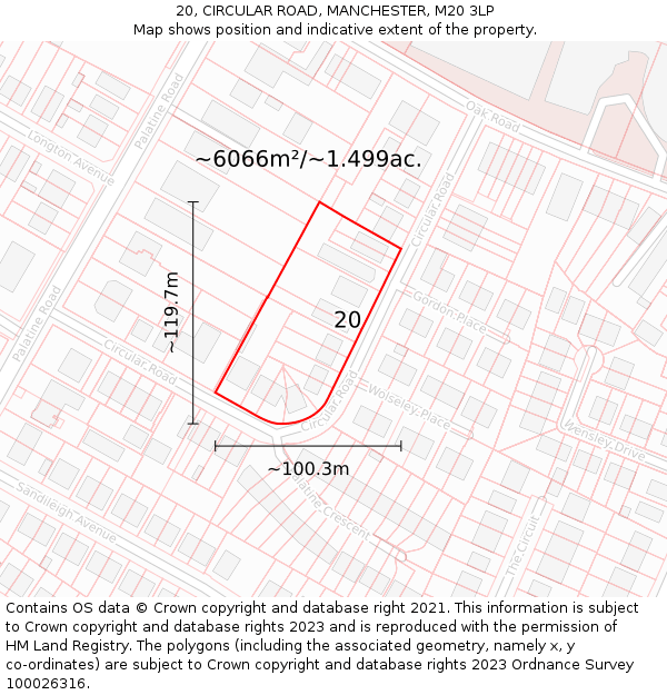 20, CIRCULAR ROAD, MANCHESTER, M20 3LP: Plot and title map