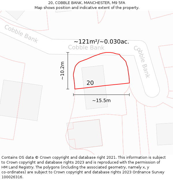 20, COBBLE BANK, MANCHESTER, M9 5FA: Plot and title map