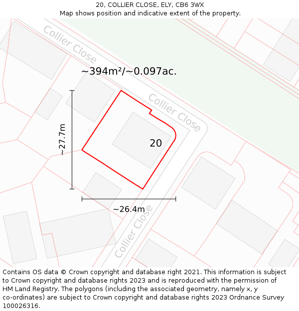 20, COLLIER CLOSE, ELY, CB6 3WX: Plot and title map