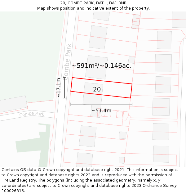 20, COMBE PARK, BATH, BA1 3NR: Plot and title map