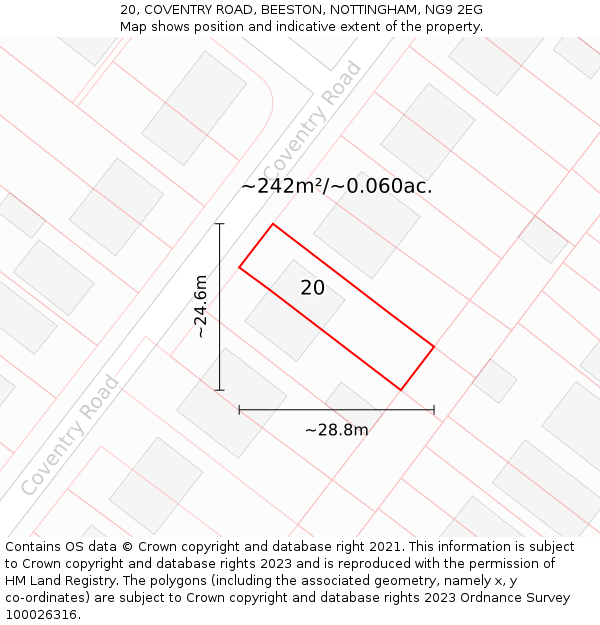 20, COVENTRY ROAD, BEESTON, NOTTINGHAM, NG9 2EG: Plot and title map