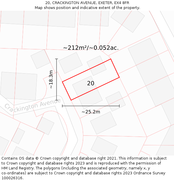 20, CRACKINGTON AVENUE, EXETER, EX4 8FR: Plot and title map