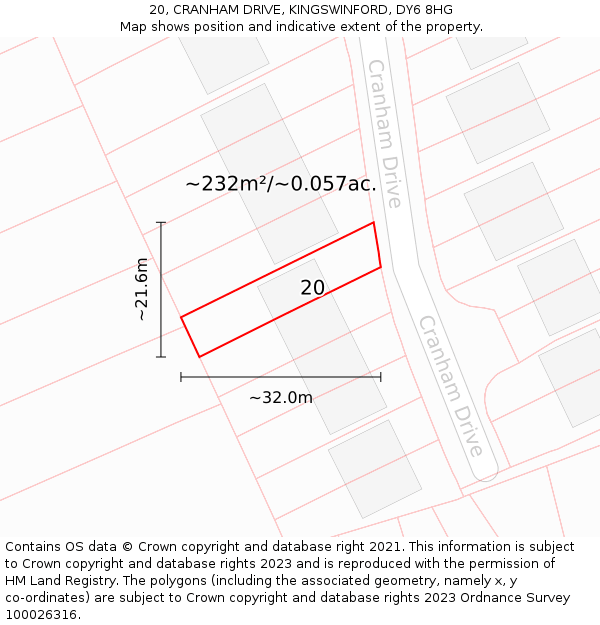 20, CRANHAM DRIVE, KINGSWINFORD, DY6 8HG: Plot and title map