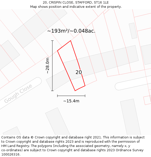 20, CRISPIN CLOSE, STAFFORD, ST16 1LE: Plot and title map