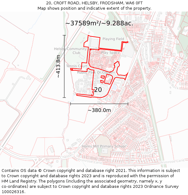 20, CROFT ROAD, HELSBY, FRODSHAM, WA6 0FT: Plot and title map
