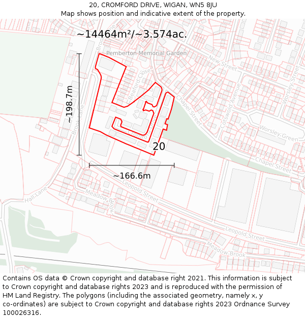 20, CROMFORD DRIVE, WIGAN, WN5 8JU: Plot and title map