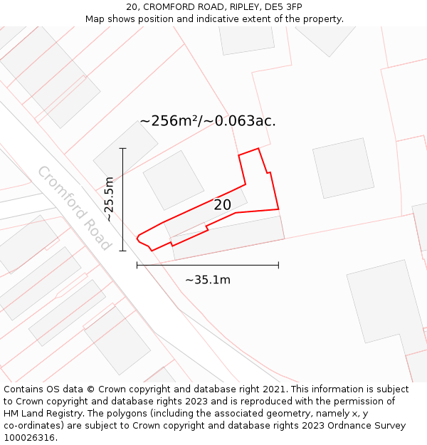 20, CROMFORD ROAD, RIPLEY, DE5 3FP: Plot and title map