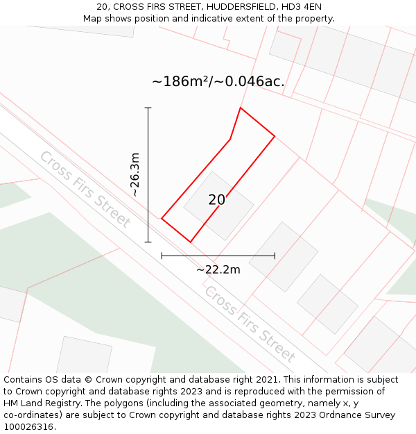 20, CROSS FIRS STREET, HUDDERSFIELD, HD3 4EN: Plot and title map