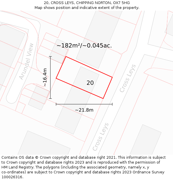 20, CROSS LEYS, CHIPPING NORTON, OX7 5HG: Plot and title map