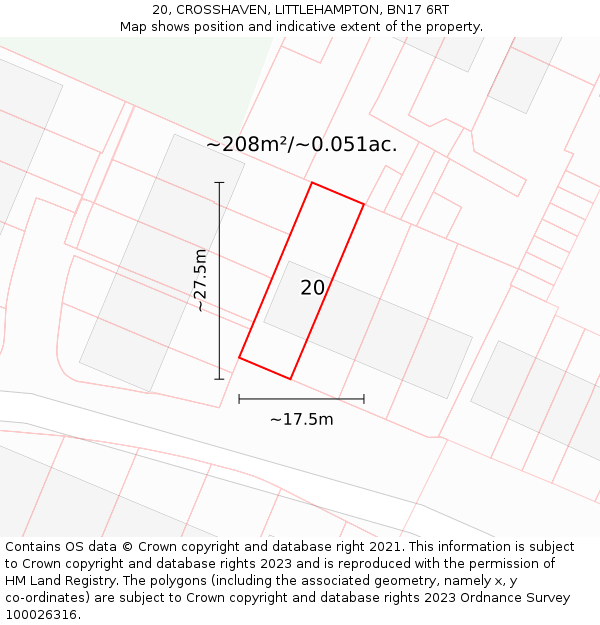 20, CROSSHAVEN, LITTLEHAMPTON, BN17 6RT: Plot and title map
