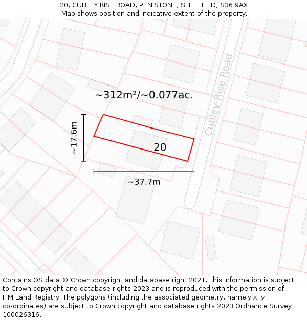 20, CUBLEY RISE ROAD, PENISTONE, SHEFFIELD, S36 9AX: Plot and title map