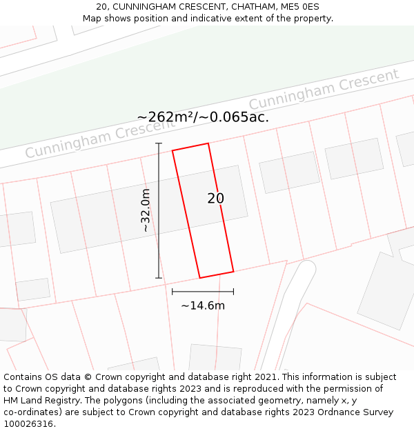 20, CUNNINGHAM CRESCENT, CHATHAM, ME5 0ES: Plot and title map