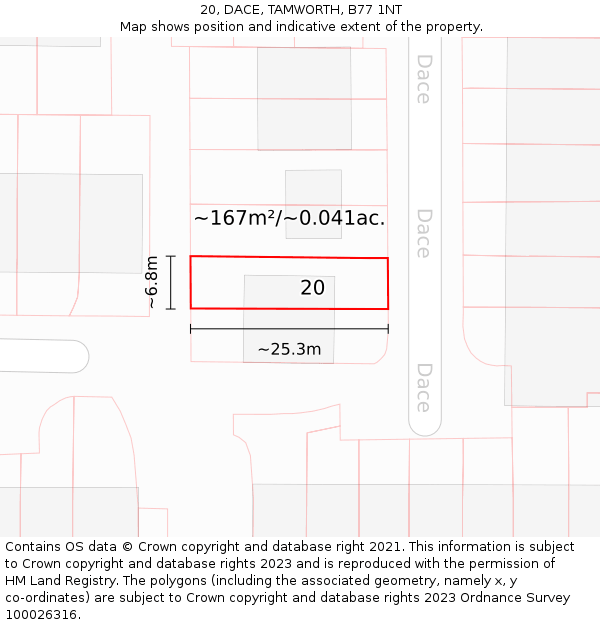 20, DACE, TAMWORTH, B77 1NT: Plot and title map