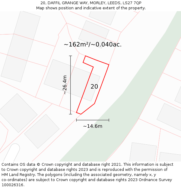 20, DAFFIL GRANGE WAY, MORLEY, LEEDS, LS27 7QP: Plot and title map