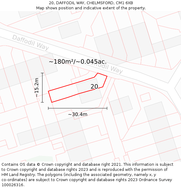 20, DAFFODIL WAY, CHELMSFORD, CM1 6XB: Plot and title map
