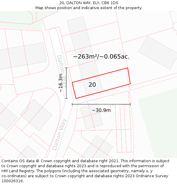 20, DALTON WAY, ELY, CB6 1DS: Plot and title map
