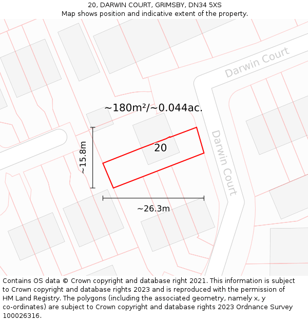 20, DARWIN COURT, GRIMSBY, DN34 5XS: Plot and title map