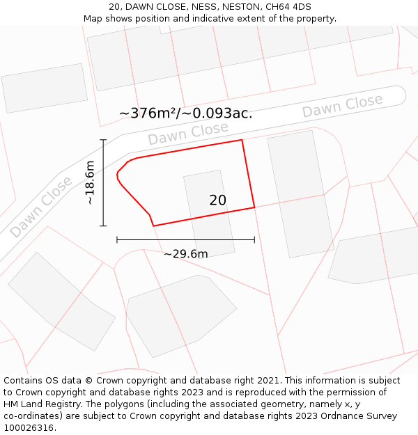 20, DAWN CLOSE, NESS, NESTON, CH64 4DS: Plot and title map
